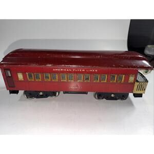 Prewar Toy Train American Flyer Passenger Car Pleasant View RED